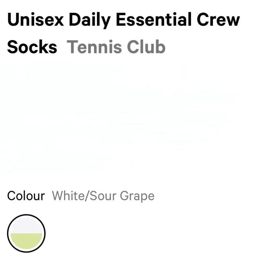 Crew Lululemon Unisex Daily Essential Crew Socks Tennis Club White/Sour Grape L